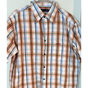 COOGI SHIRT MENS 4XL MULTICOLOR PLAID‎ | 100% COTTON SHORT SLEEVE BUTTON-UP